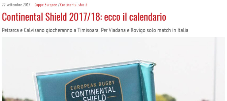 Continental Shield 2017/18: ecco il calendario