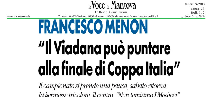 "Il Viadana può puntare alla finale di Coppa Italia"