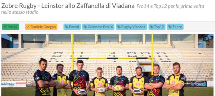 Zebre Rugby - Leinster allo Zaffanella di ViadanaPro14 e Top12 per la prima volta nello stesso stadio