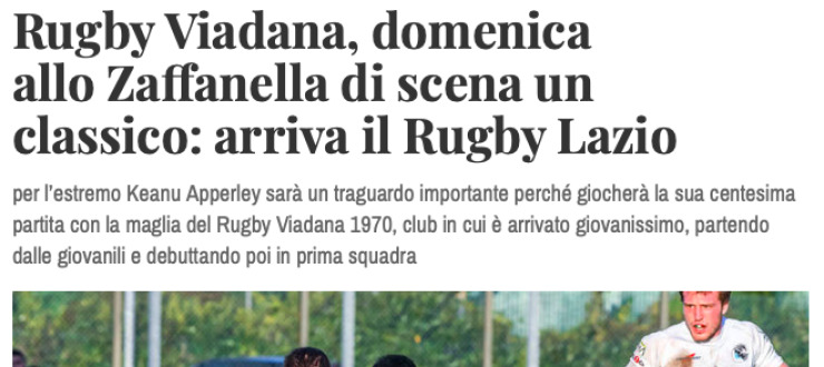 Rugby Viadana, domenica  allo Zaffanella di scena un  classico: arriva il Rugby Lazio