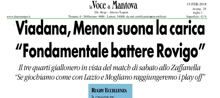 Viadana, Menon suona la carica: "Fondamentale battere Rovigo"