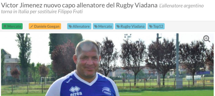 Victor Jimenez nuovo capo allenatore del Rugby Viadana