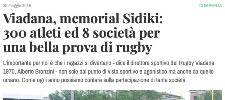 Viadana, memorial Sidiki:  300 atleti ed 8 società per  una bella prova di rugby