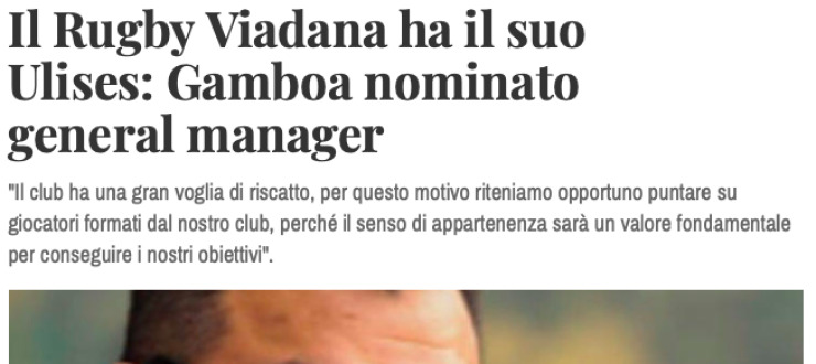 Il Rugby Viadana ha il suo  Ulises: Gamboa nominato  general manager