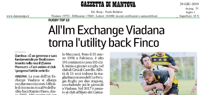 All'IM Exchange Viadana torna l'utility back Finco