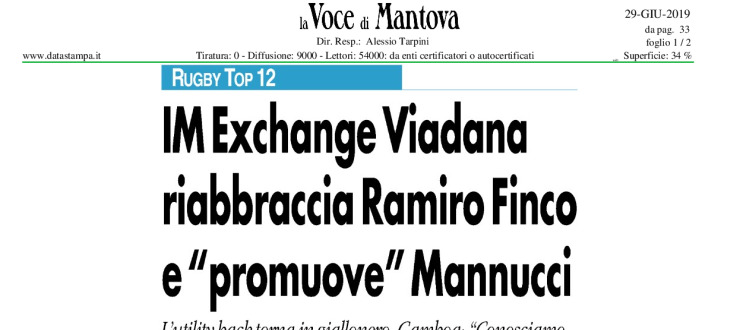 IM Exchange Viadana riabbraccia Ramiro Finco e "promuove" Mannucci