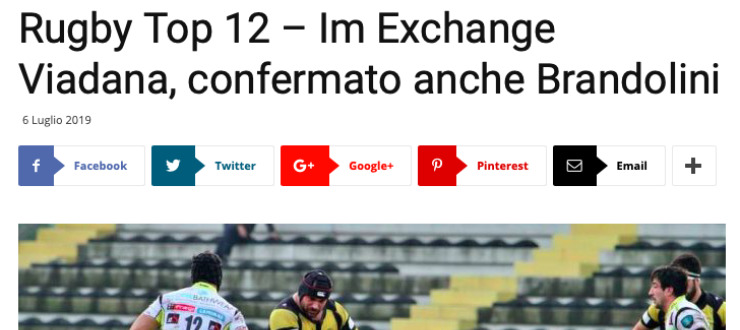 Rugby Top 12 – Im Exchange Viadana, confermato anche Brandolini