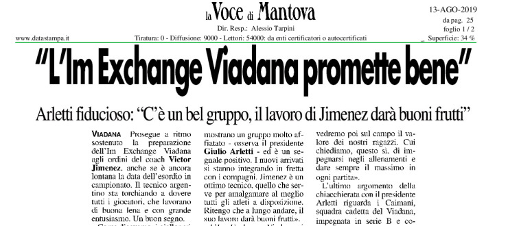 "L'Im Exchange Viadana promette bene"