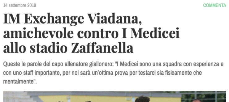 IM Exchange Viadana,  amichevole contro I Medicei  allo stadio Zaffanella