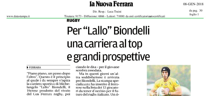 Per "Lallo" Biondelli una carriera al top e grandi prospettive