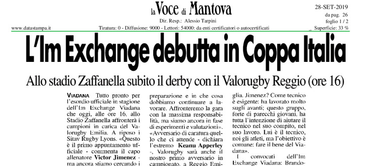 L'Im Exchange debutta in Coppa Italia