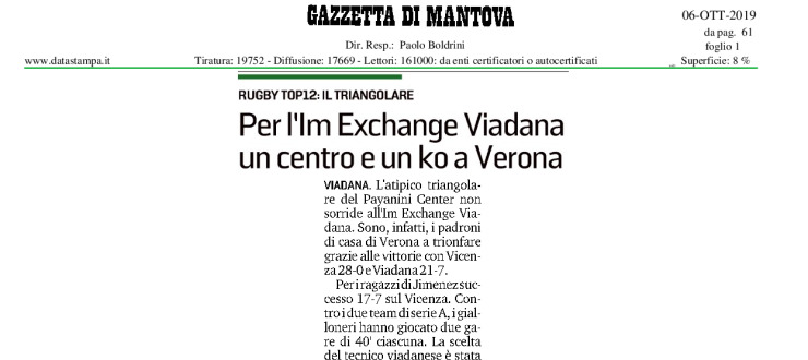 Per l'Im Exchange Viadana un centro e un ko a Verona