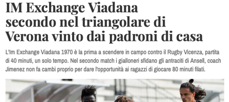 IM Exchange Viadana  secondo nel triangolare di  Verona vinto dai padroni di casa