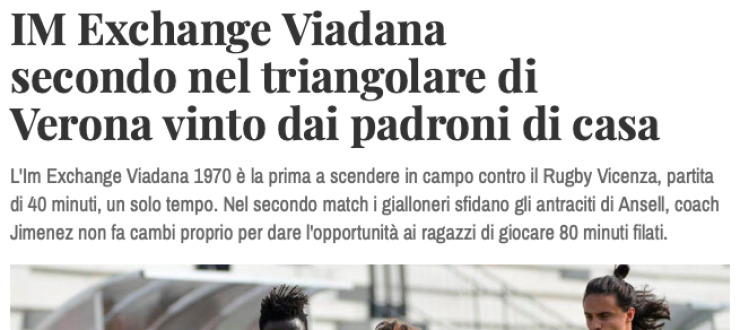 IM Exchange Viadana  secondo nel triangolare di  Verona vinto dai padroni di casa