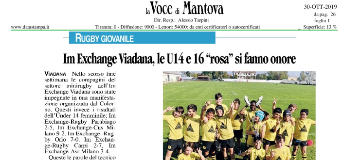 Im Exchange Viadana, le U14 e 16 "rosa" si fanno onore