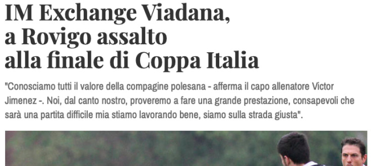 IM Exchange Viadana,  a Rovigo assalto alla finale di Coppa Italia