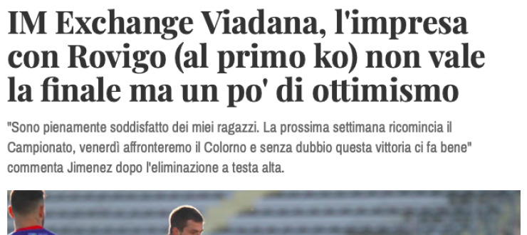 IM Exchange Viadana, l'impresa  con Rovigo (al primo ko) non vale  la finale ma un po' di ottimismo