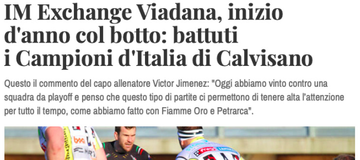 IM Exchange Viadana, inizio  d'anno col botto: battuti  i Campioni d'Italia di Calvisano
