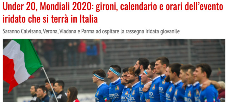Under 20, Mondiali 2020: gironi, calendario e orari dell’evento iridato che si terrà in Italia