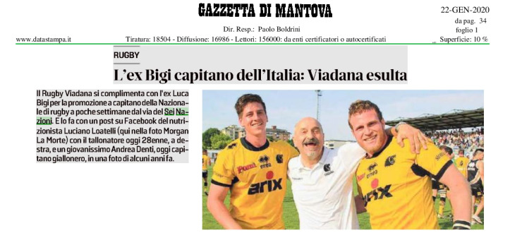 L'ex Bigi capitano dell'Italia: Viadana esulta