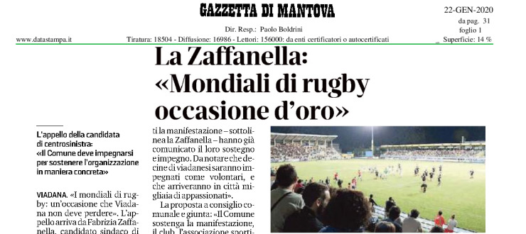 La Zaffanella: «Mondiali di rugby occasione d'oro»