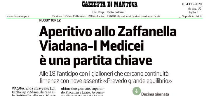 Aperitivo allo Zaffanella Viadana-I Medicei è una partita chiave