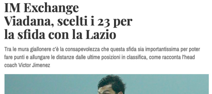 IM Exchange  Viadana, scelti i 23 per  la sfida con la Lazio