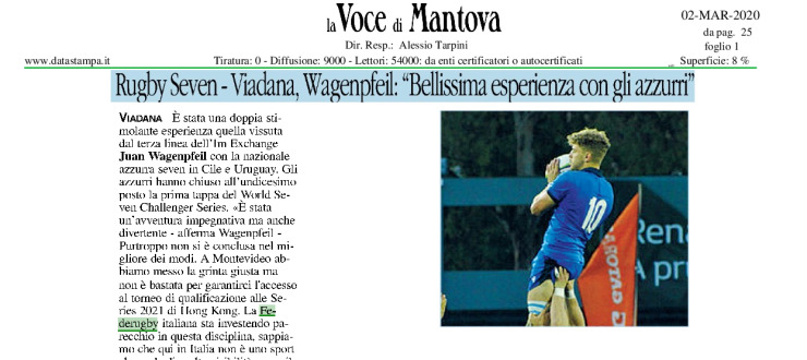 Rugby Seven - Viadana, Wagenpfeil: "Bellissima esperienza con gli azzurri"