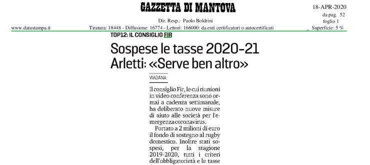 Sospese le tasse 2020-21 Arletti: "Serve ben altro"
