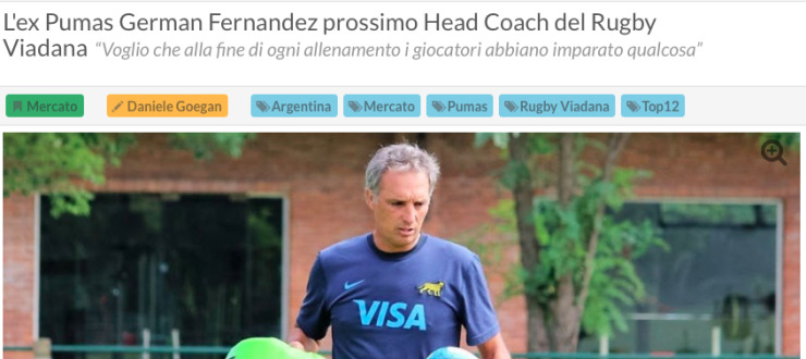 L'ex Pumas German Fernandez prossimo Head Coach del Rugby Viadana“Voglio che alla fine di ogni allenamento i giocatori abbiano imparato qualcosa”