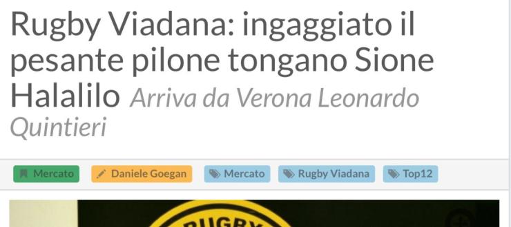 Rugby Viadana: ingaggiato il pesante pilone tongano Sione Halalilo