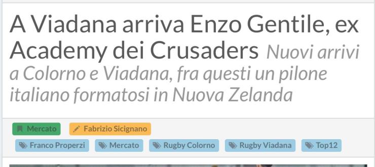 A Viadana arriva Enzo Gentile, ex Academy dei Crusaders