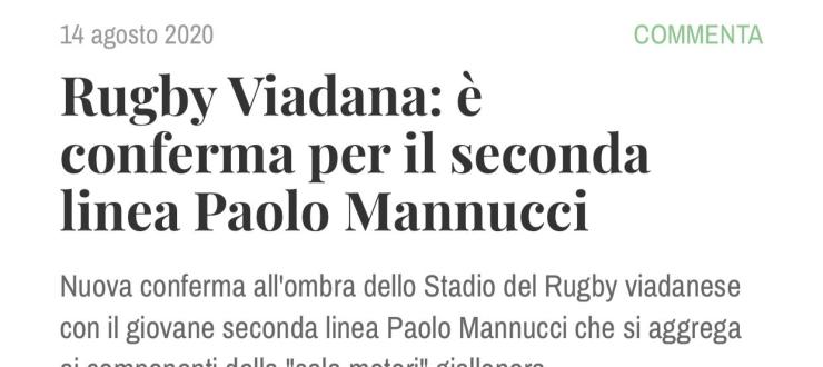 Rugby Viadana: è conferma per il seconda linea Paolo Mannucci