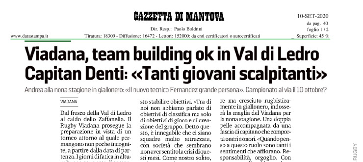 Viadana, team building ok in Val di Ledro. Capitano Denti: "Tanti giovani scalpitanti"