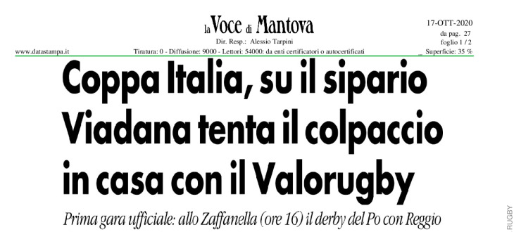 Coppa Italia, su il sipario Viadana tenta il colpaccio in casa con il Valorugby