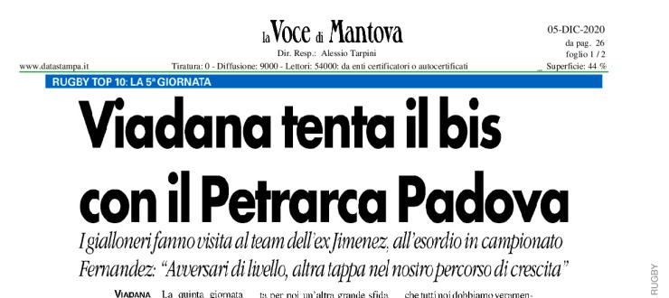 Viadana tenta il bis con il Petrarca Padova.