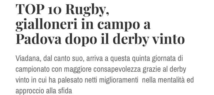 TOP 10 Rugby, gialloneri in campo a Padova dopo il derby vinto