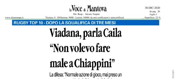 Viadana, parla Caila: "Non volevo fare male a Chiappini"