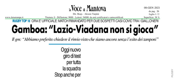 Gamboa: "Lazio-Viadana non si gioca"