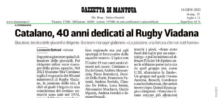 Catalano, 40 anni dedicati al Rugby Viadana 