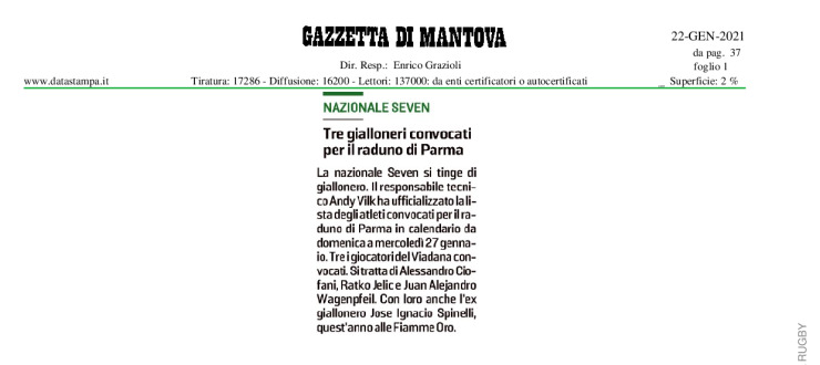 Tre gialloneri convocati per il raduno di Parma