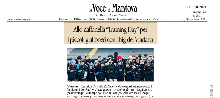 Allo Zaffanella "Training Day" per i piccoli gialloneri con i big del Viadana