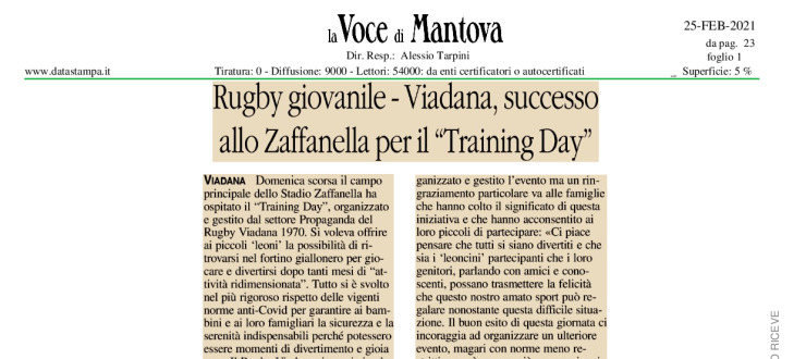 Rugby giovanile - Viadana, successo allo Zaffanella per il "Training day"