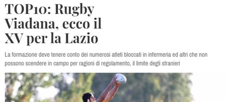 TOP10: Rugby Viadana, ecco il XV per la Lazio