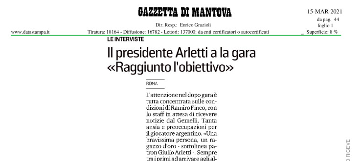 Il presidente Arletti a la gara: "Raggiunto l'obiettivo"