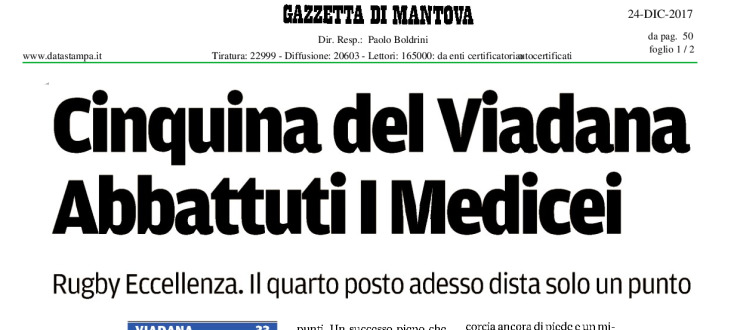 Cinquina del Viadana. Abbattuti I Medicei