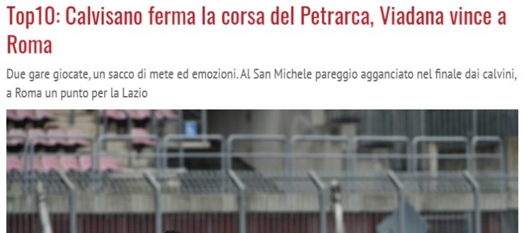 Top10: Calvisano ferma la corsa del Petrarca, Viadana vince a Roma