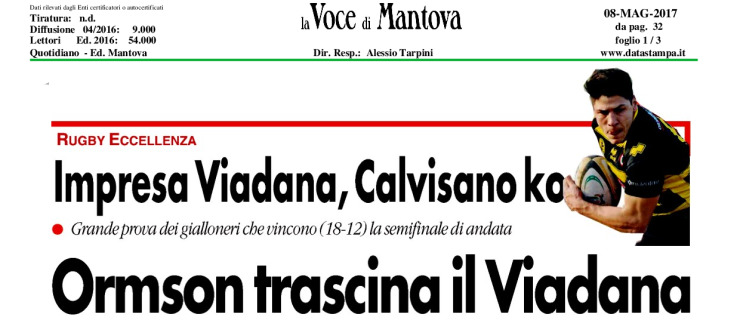 Ormson trascina il Viadana all'impresa sul Calvisano