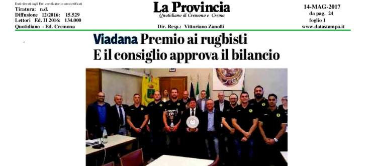 Viadana. Premio ai rugbysti