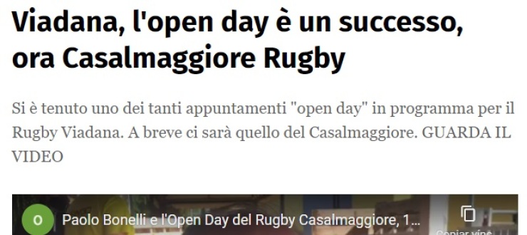 Viadana, l'open day è un successo, ora Casalmaggiore Rugby